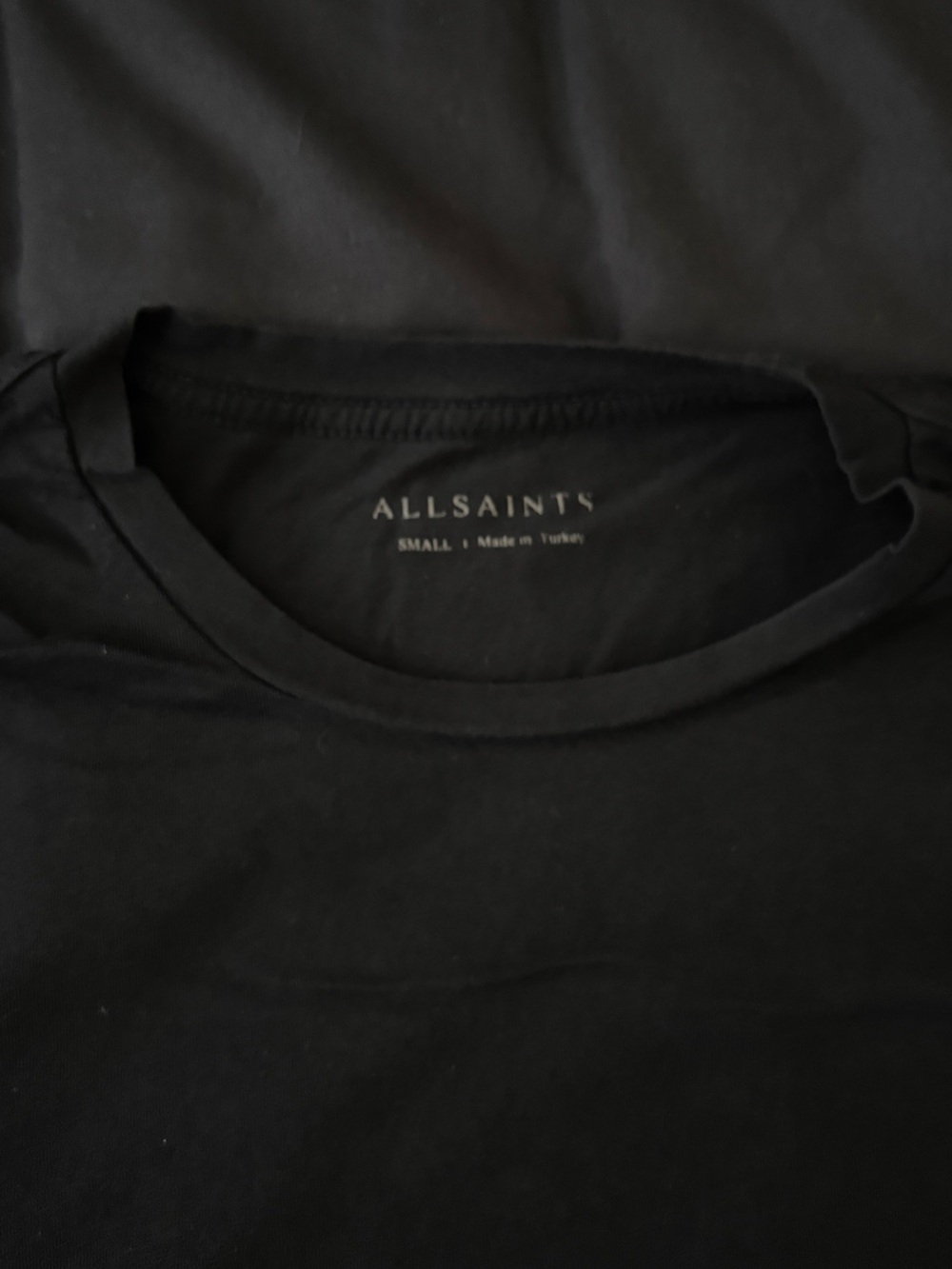 All Saints Black Short Sleeve Crewneck Tee with Silver Ram Logo - Picture 2 of 3